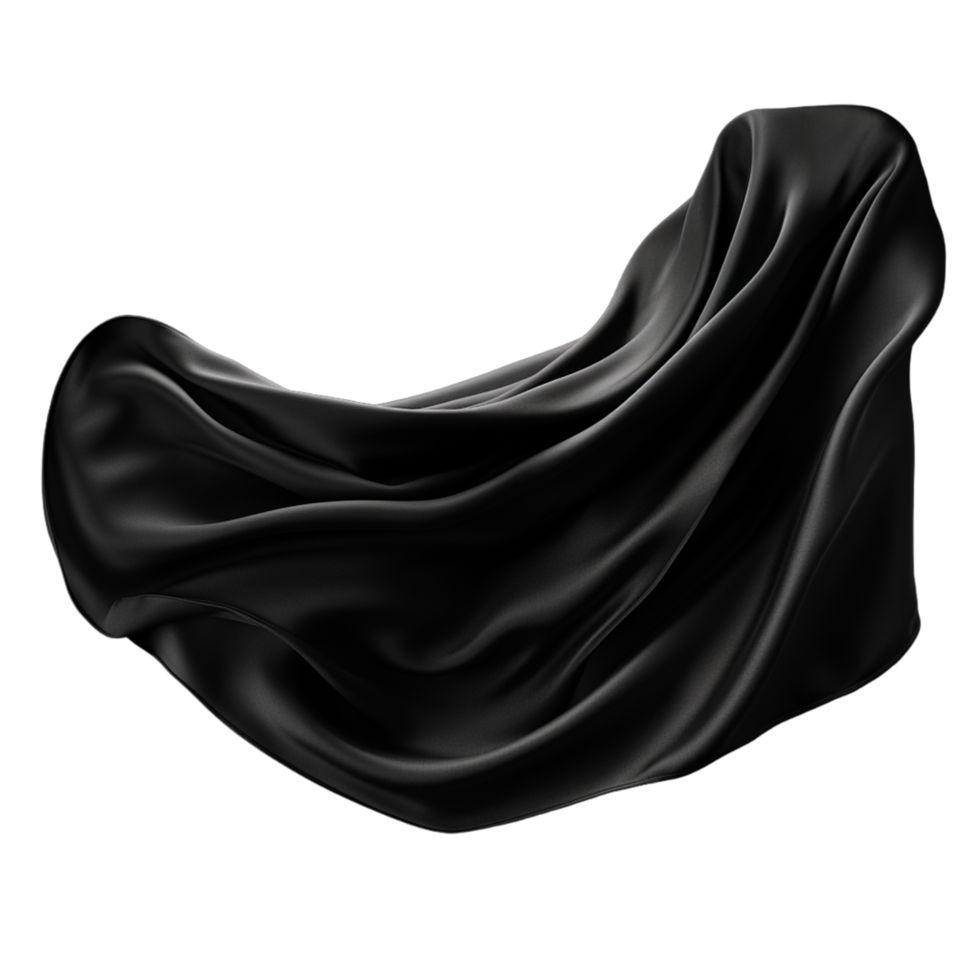 AI generated Beautiful luxury black silk cloth floating flying 34965341 PNG