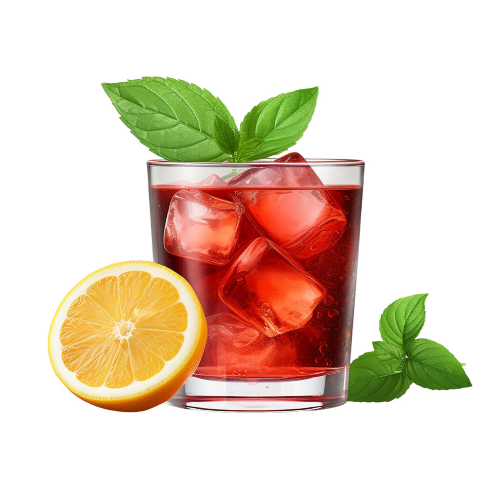 AI generated Negroni Cocktail Drink with half lemon and fresh png