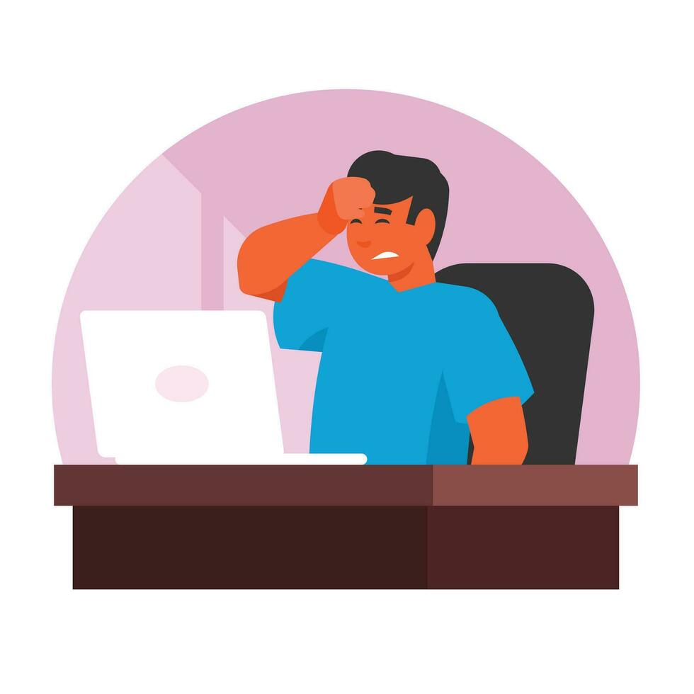 Office workers, equipment, work, work creation tools Stress from office work vector