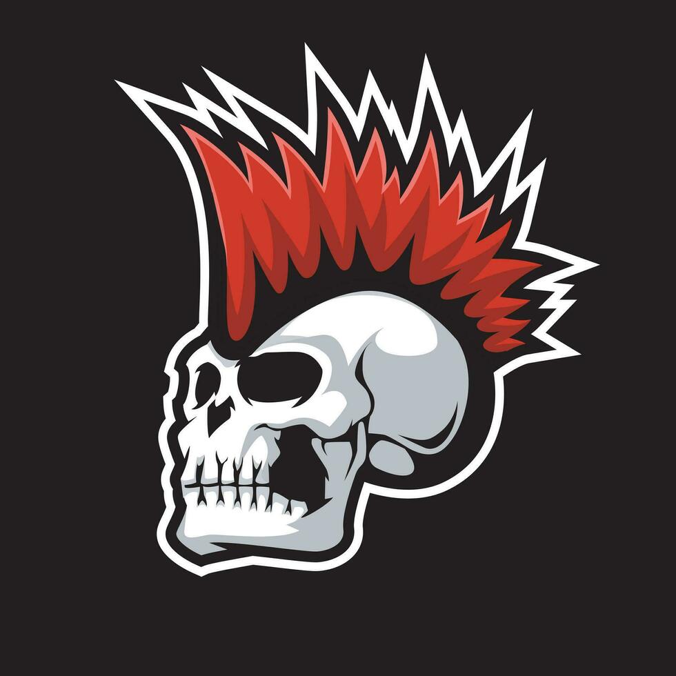 punk head skull mascot illustration vector