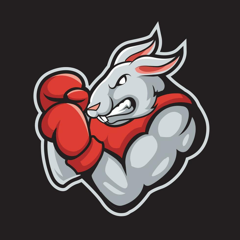 illustration blue rabbit boxing with cartoon style vector