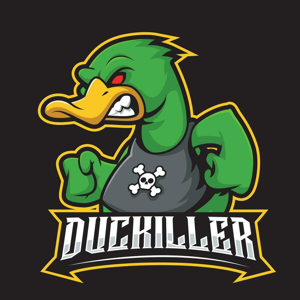 angry green duck mascot esport logo design vector