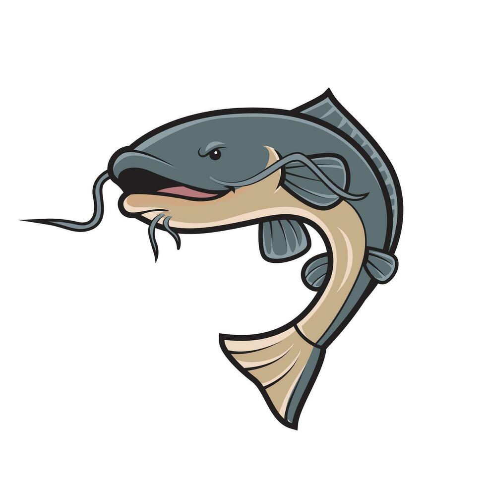 Illustration of cute cartoon catfish. vector