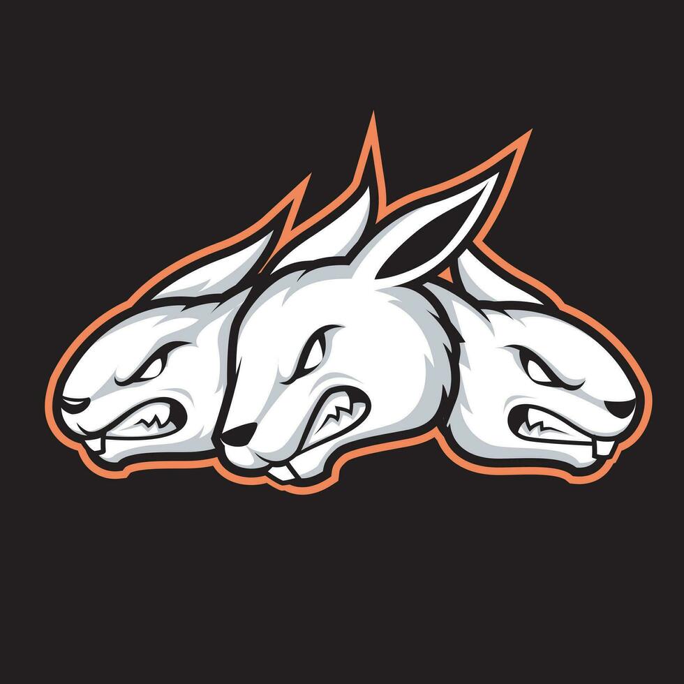 Conejo cabeza mascota logo para deporte vector