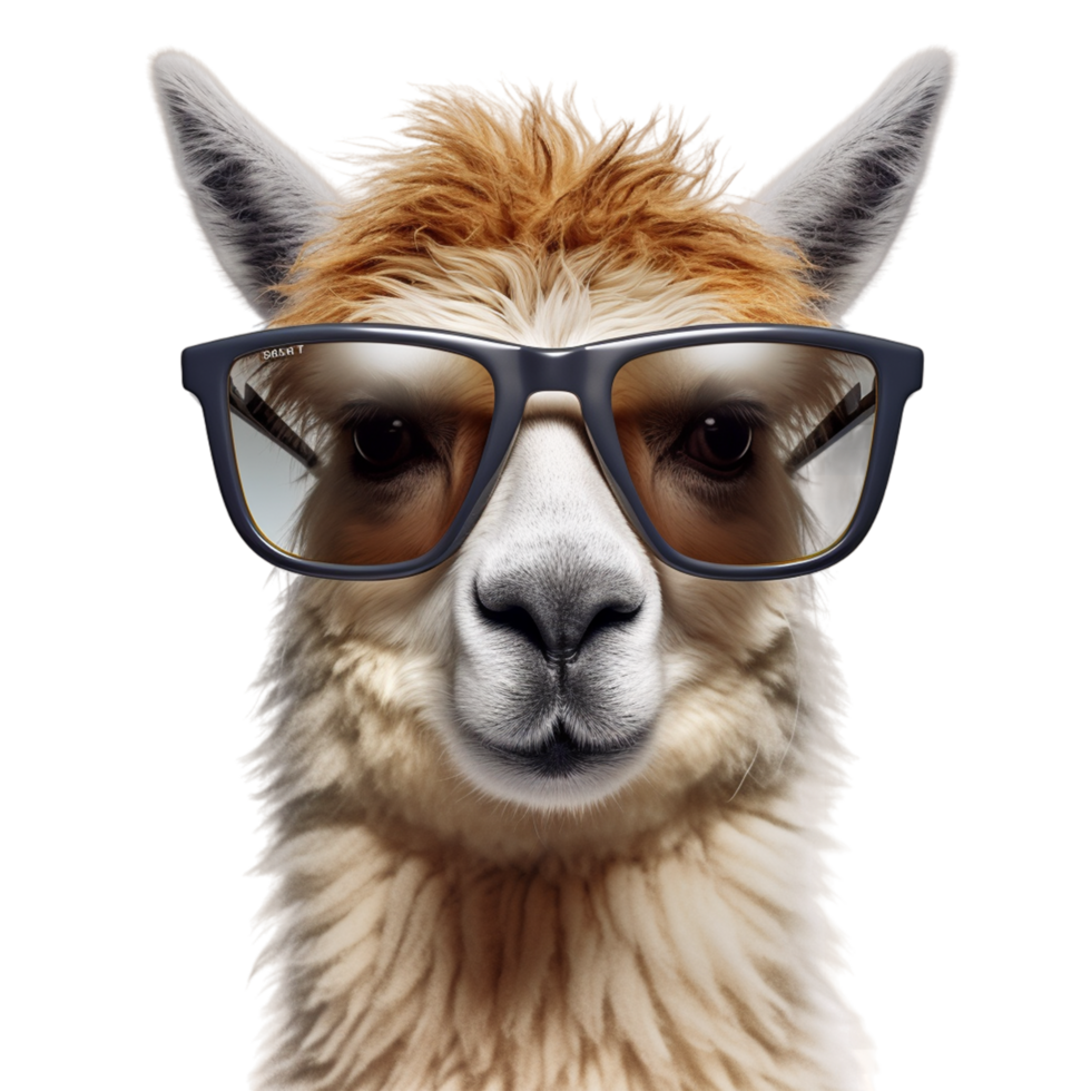 ai generado creativo animal concepto. llama en Gafas de sol png