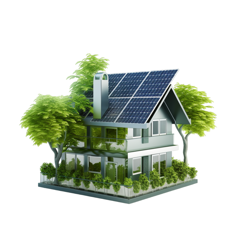 ai gerado conceito do verde casa energia com solar painéis png