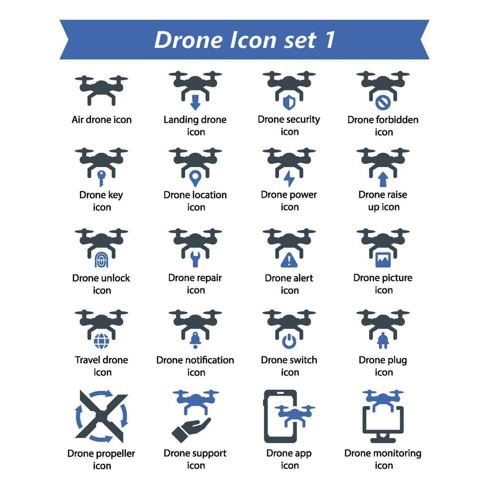 Drone Icon Set 1 vector