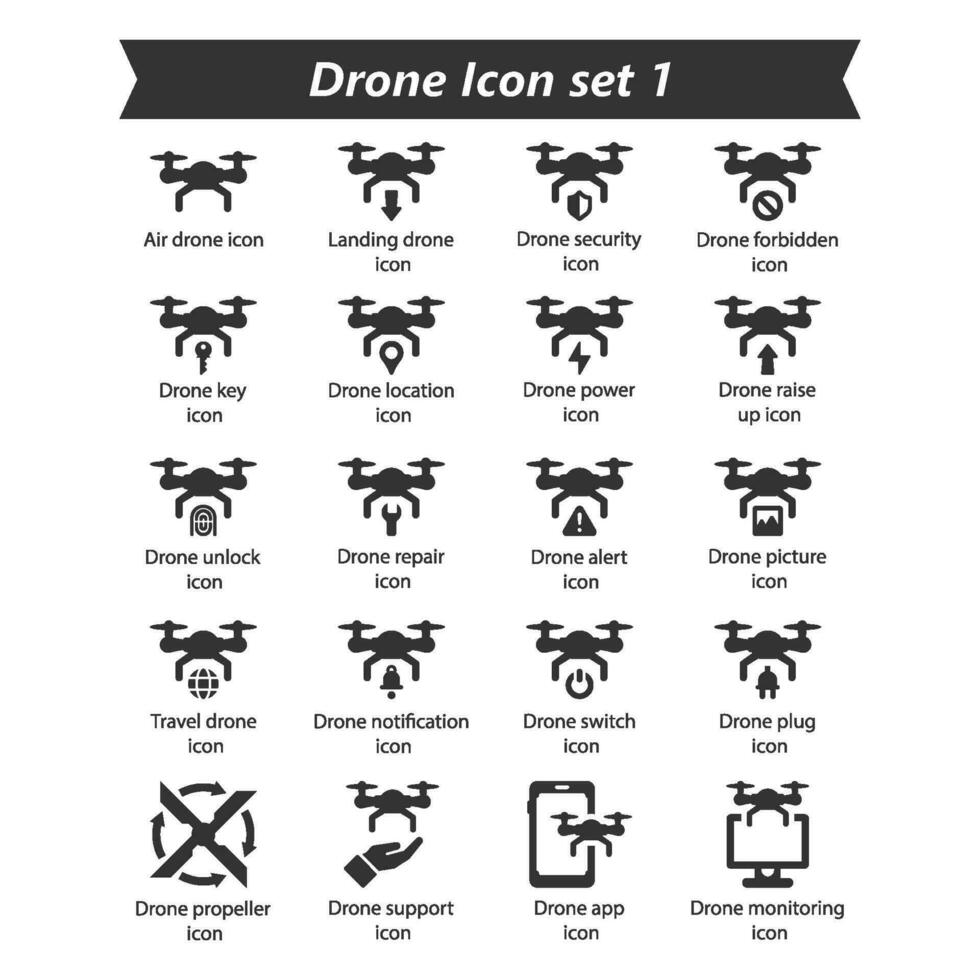 Drone Icon Set 1 vector