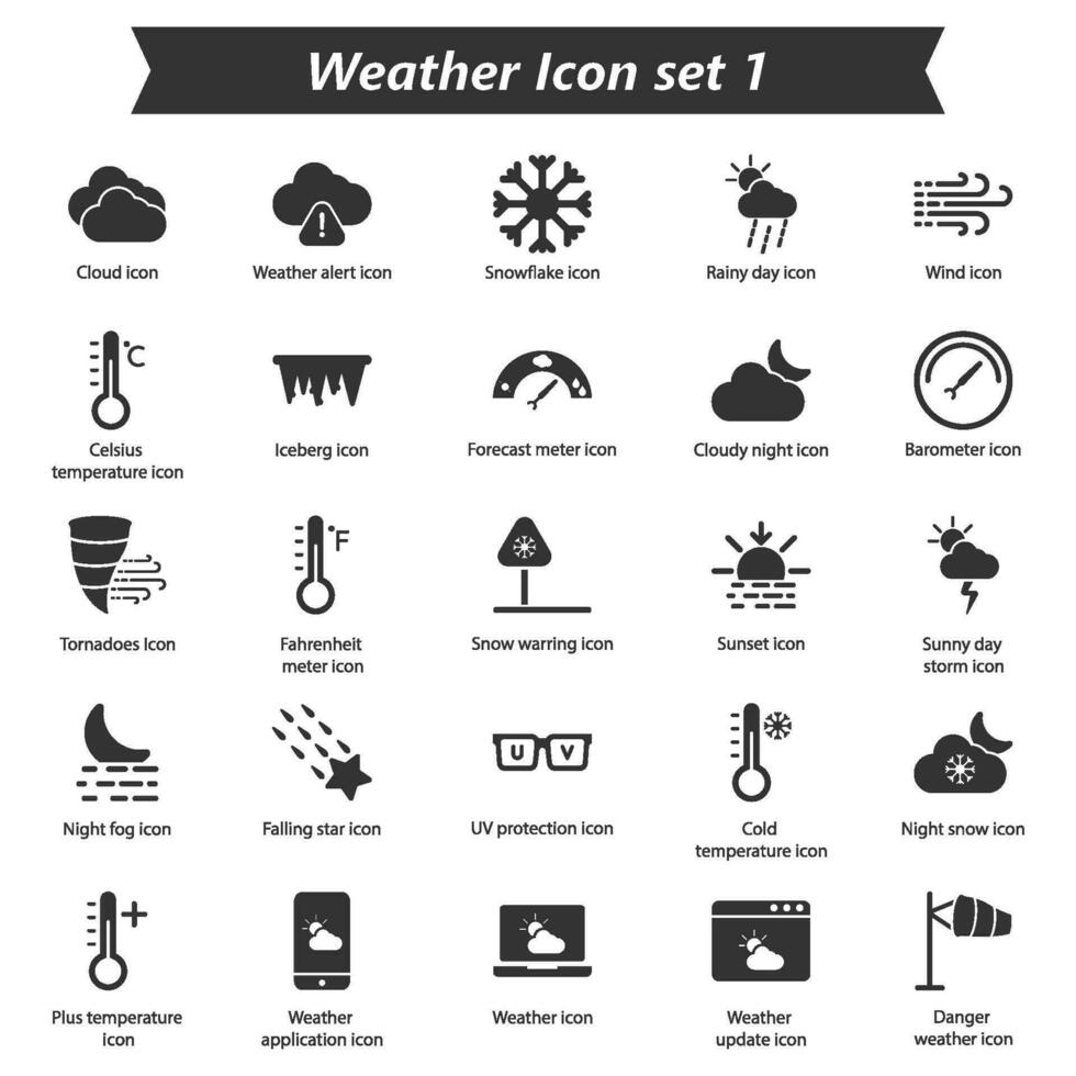 Weather Icon Set 1 vector