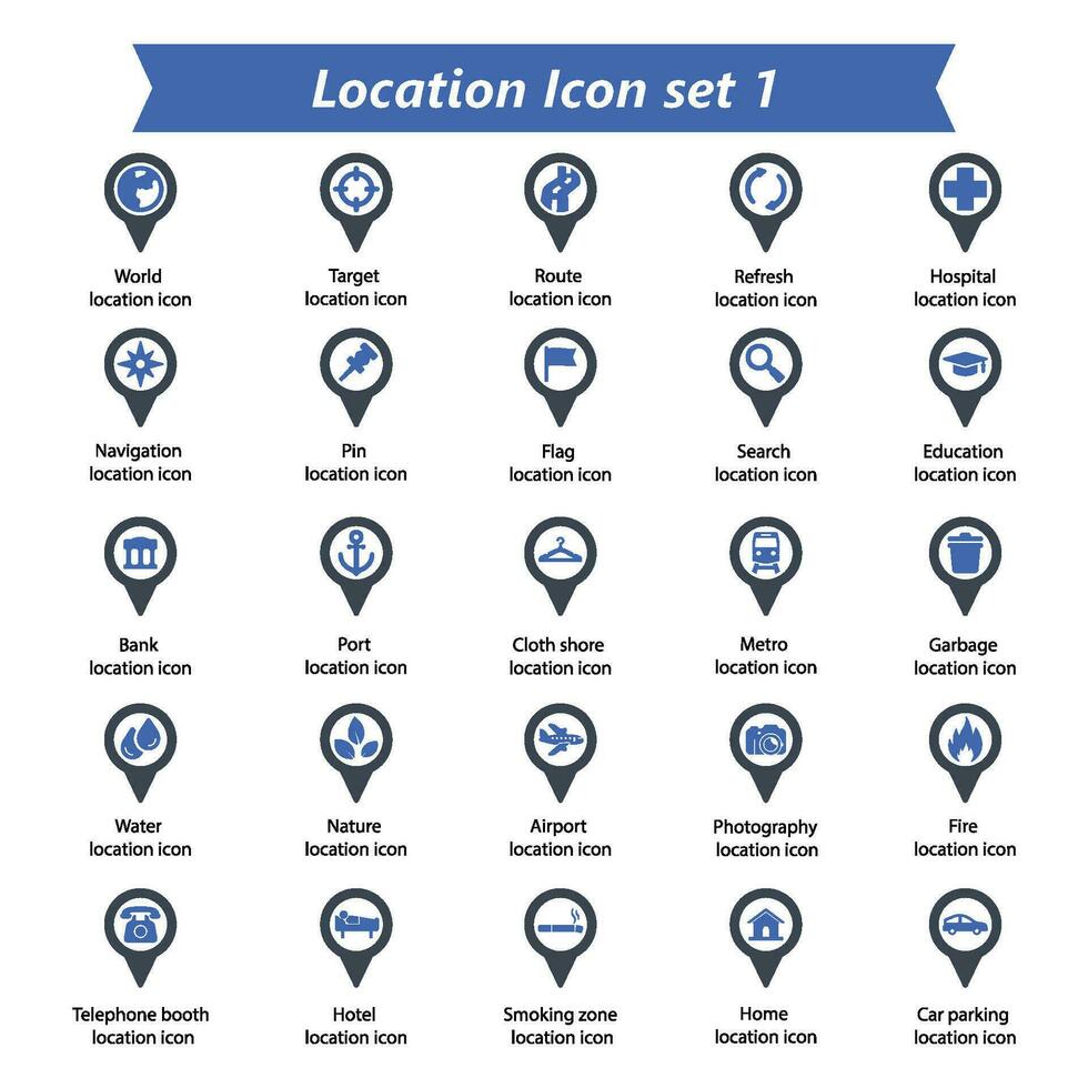 Location Pin Icon Set 1 vector