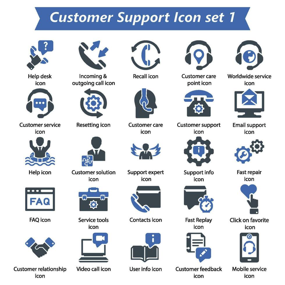 Customer Support Icon Set 1 vector