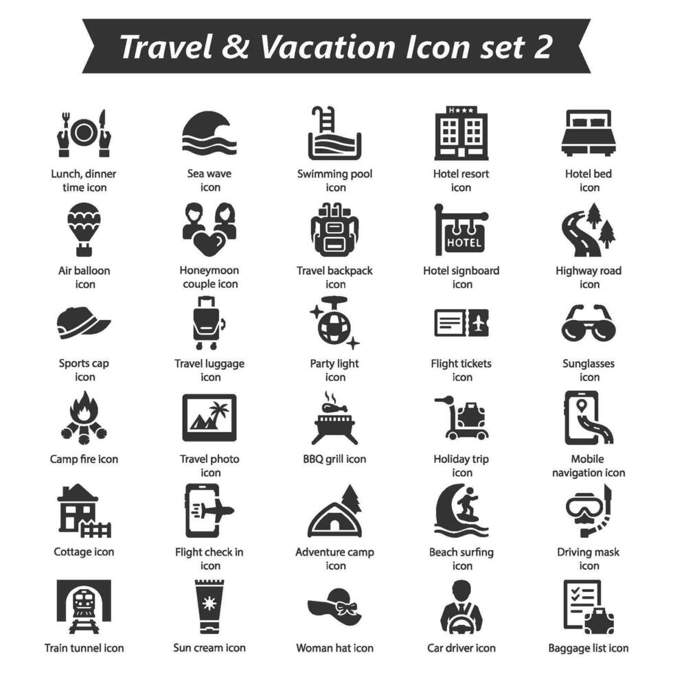 Travel Vacation Icon Set 2 vector