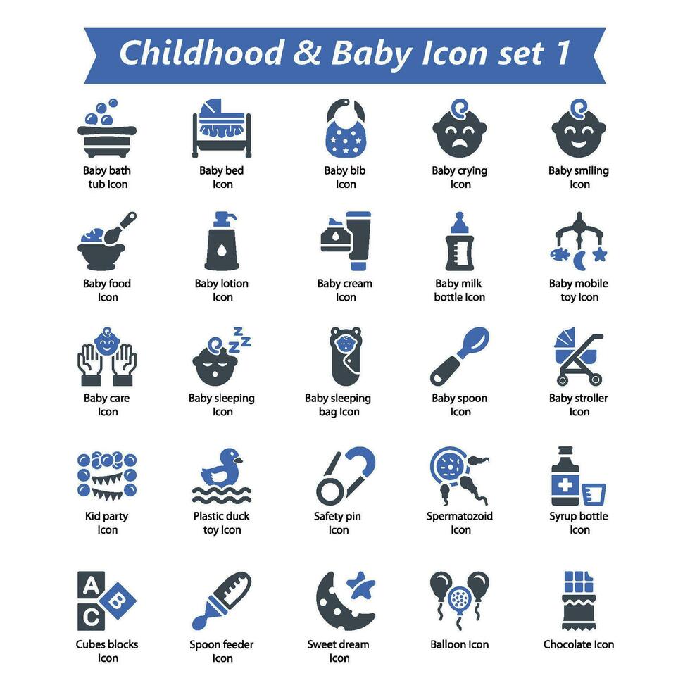Childhood Baby Icon Set 1 vector