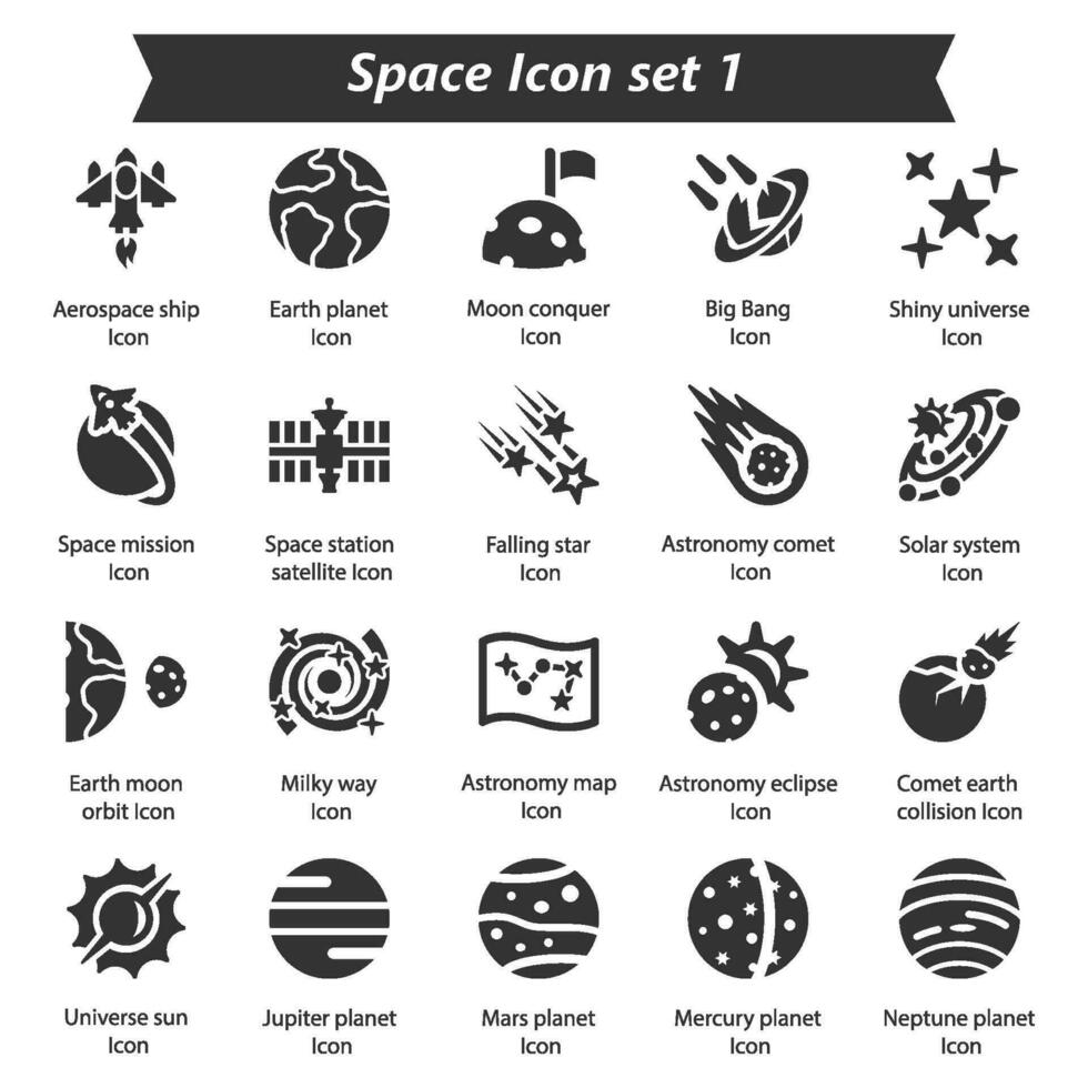 espacio icono conjunto 1 vector