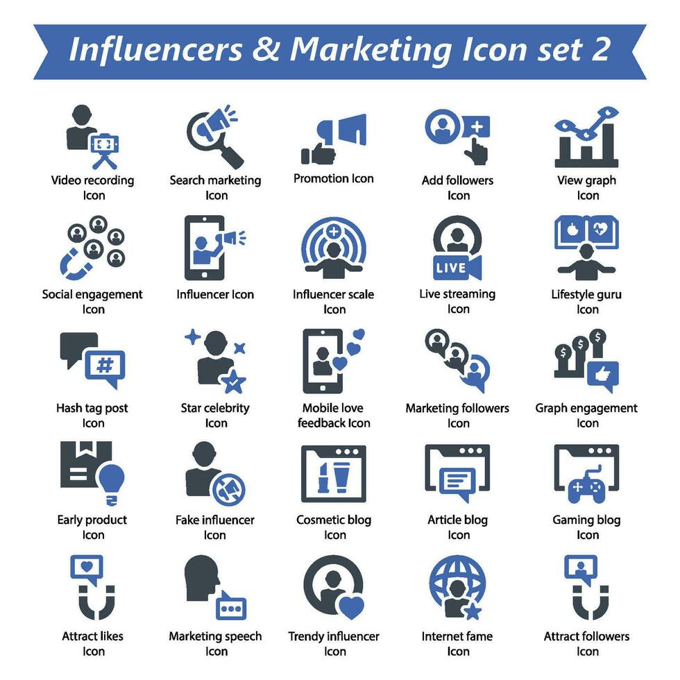 Influencers Marketing Icon Set 2 vector