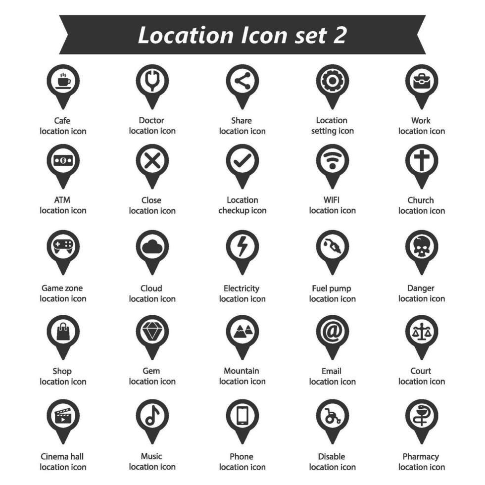 Location Pin Icon Set 2 vector