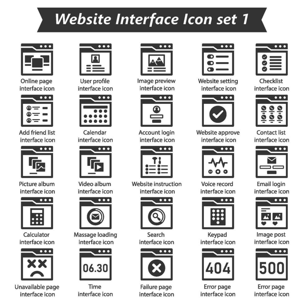 sitio web interfaz icono conjunto 1 vector