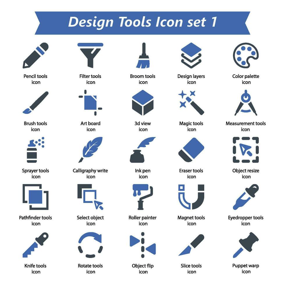 diseño herramientas icono conjunto 1 vector