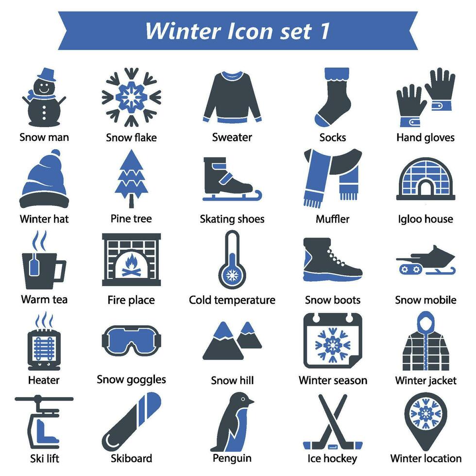 invierno icono conjunto 1 vector