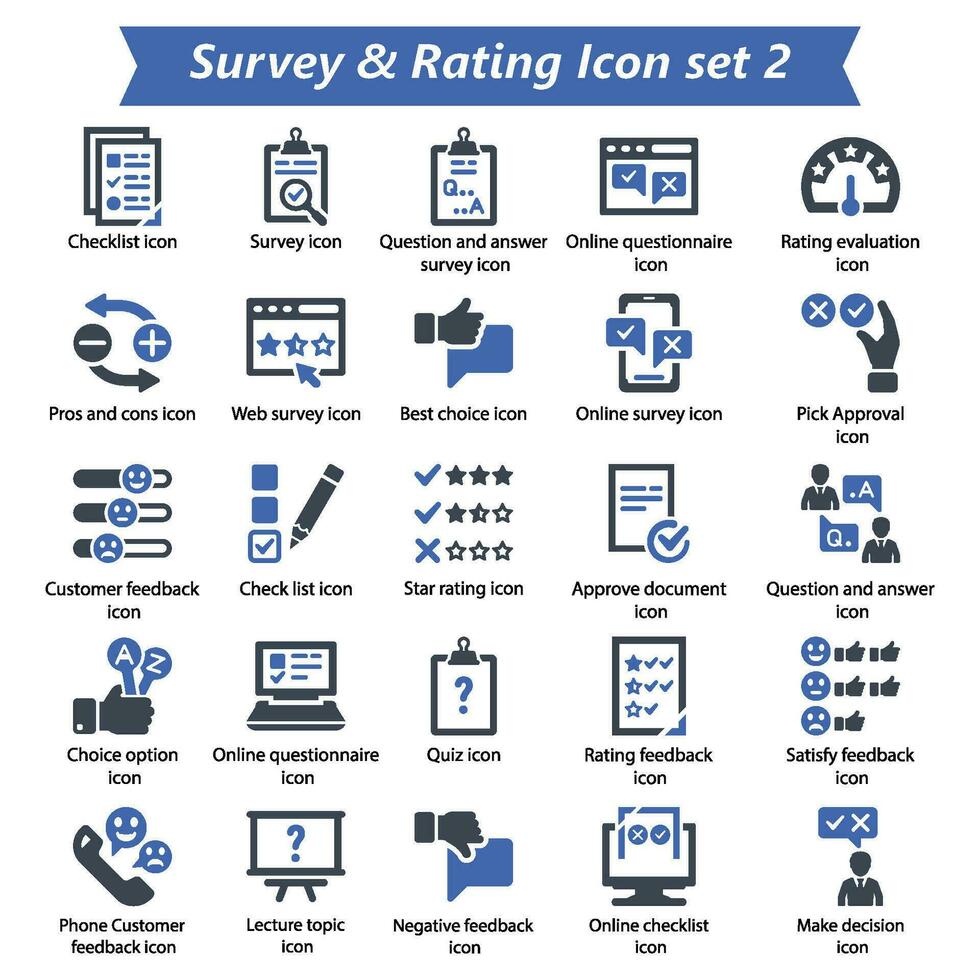 encuesta clasificación icono conjunto 2 vector