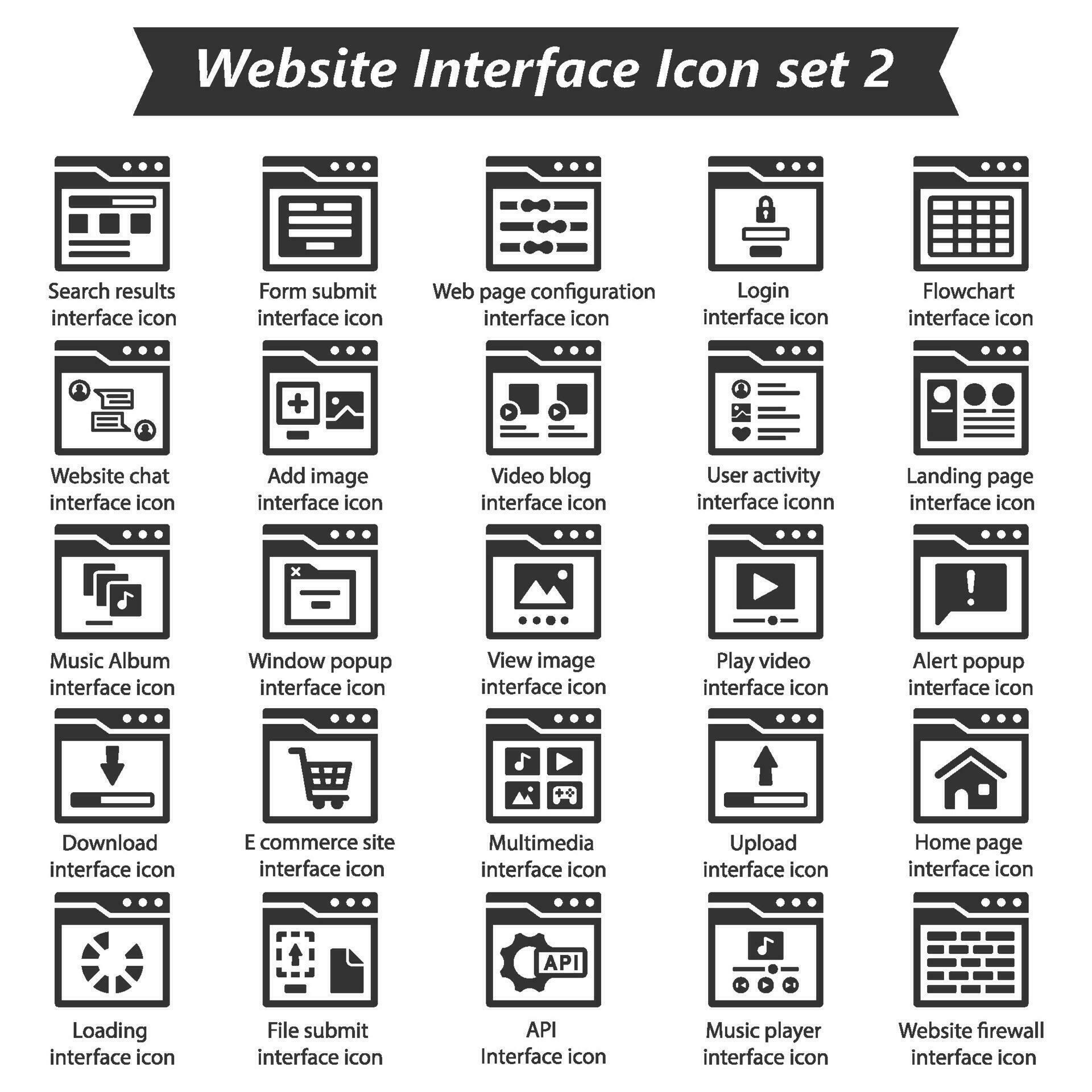 Website Interface Icon Set 2 34965596 Vector Art at Vecteezy