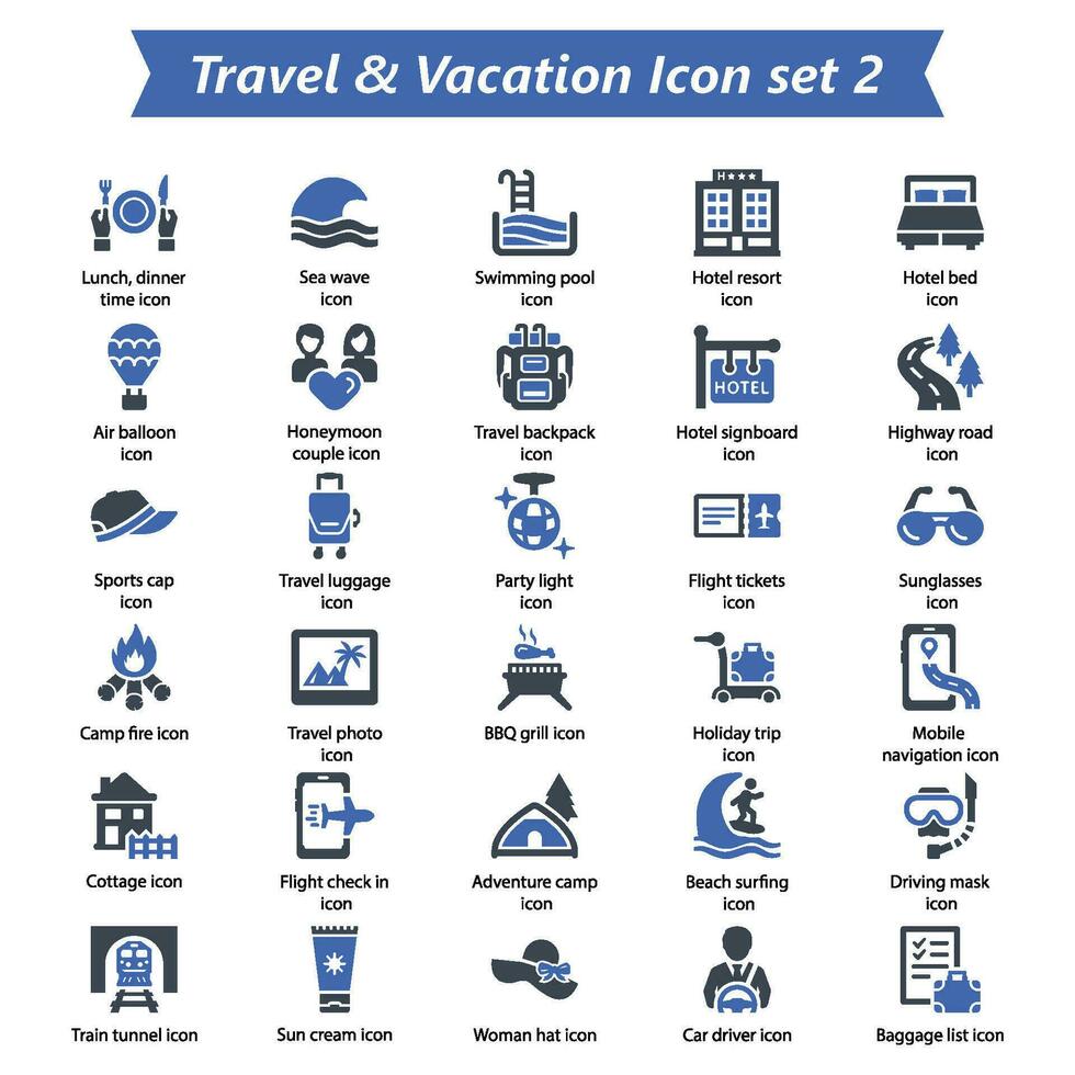 Travel Vacation Icon Set 2 vector