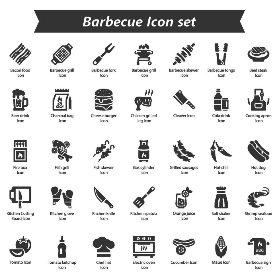 conjunto de iconos de barbacoa vector