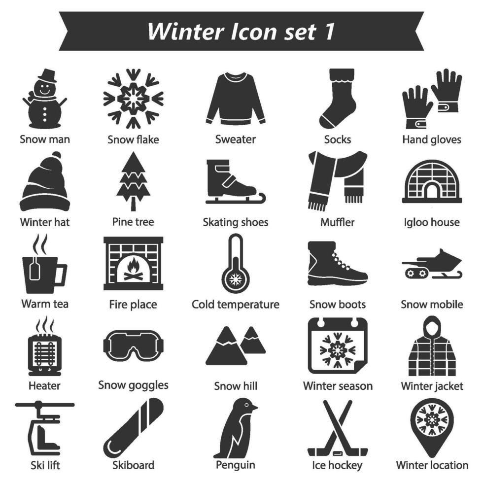 invierno icono conjunto 1 vector