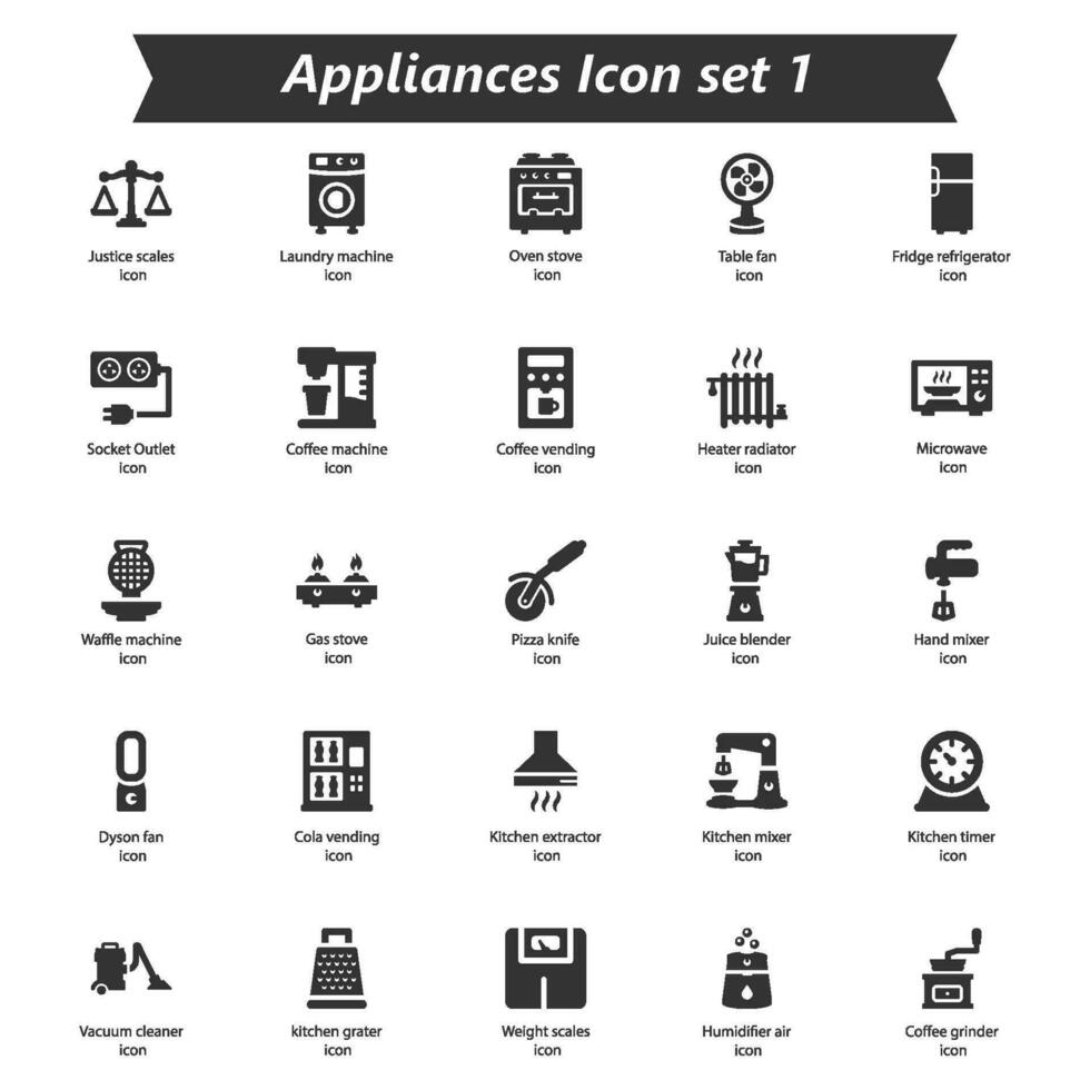 Appliances Icon Set 1 vector