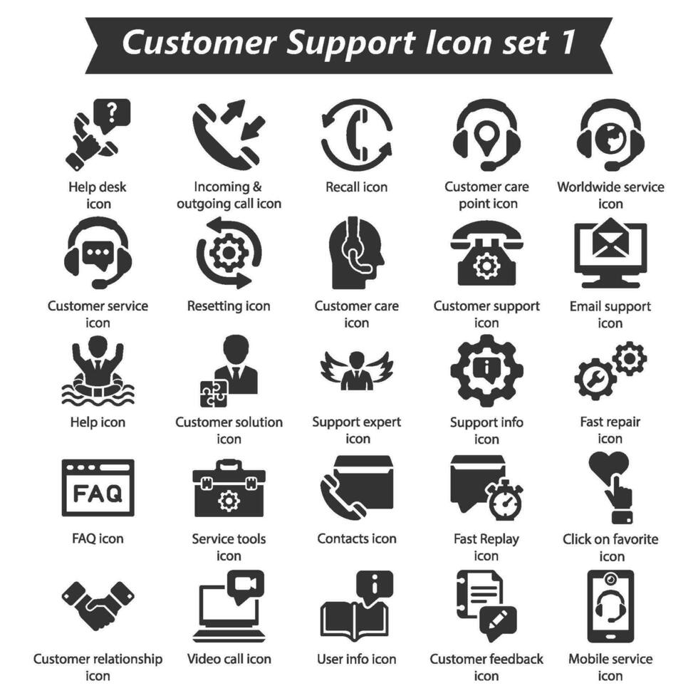 Customer Support Icon Set 1 vector