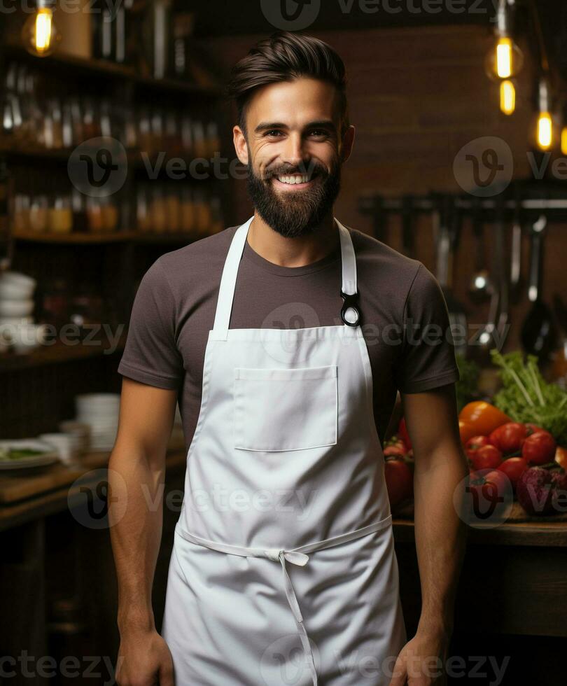 AI generated AI Generated Stylish Adjustable Cooking aprons for men and women photo