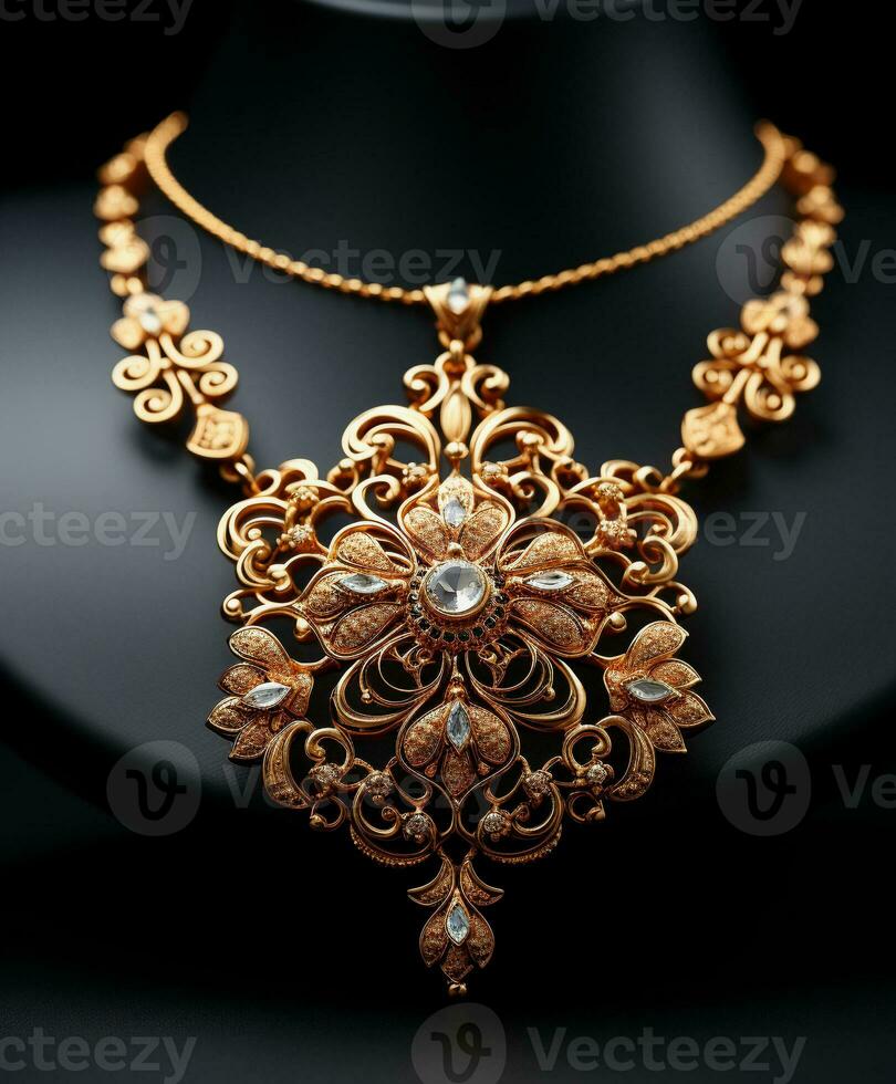 AI generated luxury gold silver and diamond jewelry - AI Generated photo
