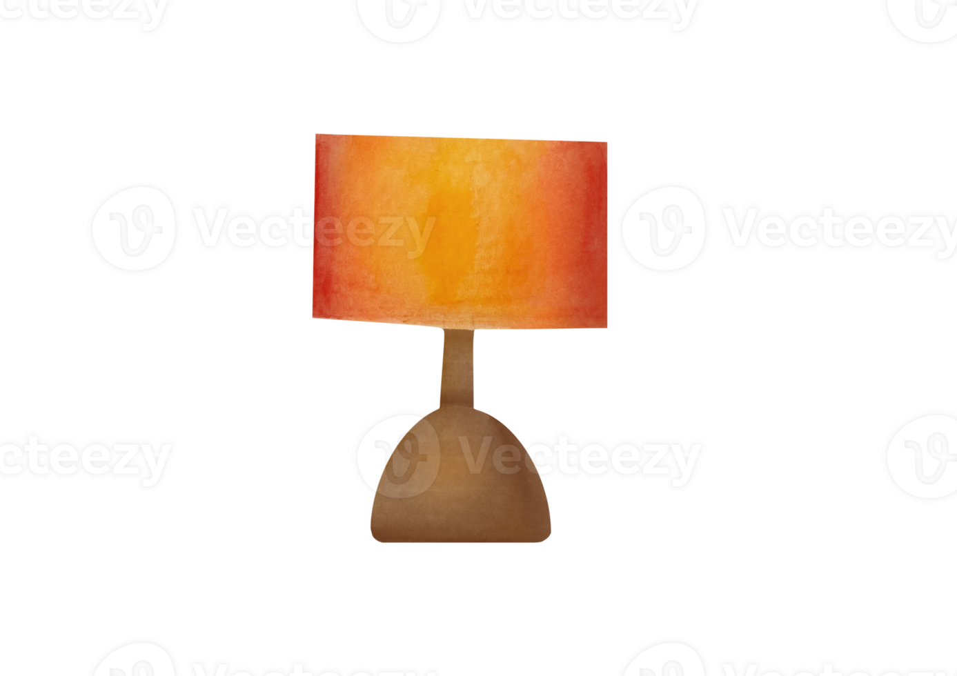 Traditional classic table lamp with lampshade, natural wood brass stand. Indoor decoration. Hand drawn watercolor art on transparent background. cut out clip art bedside night light, home lighting png