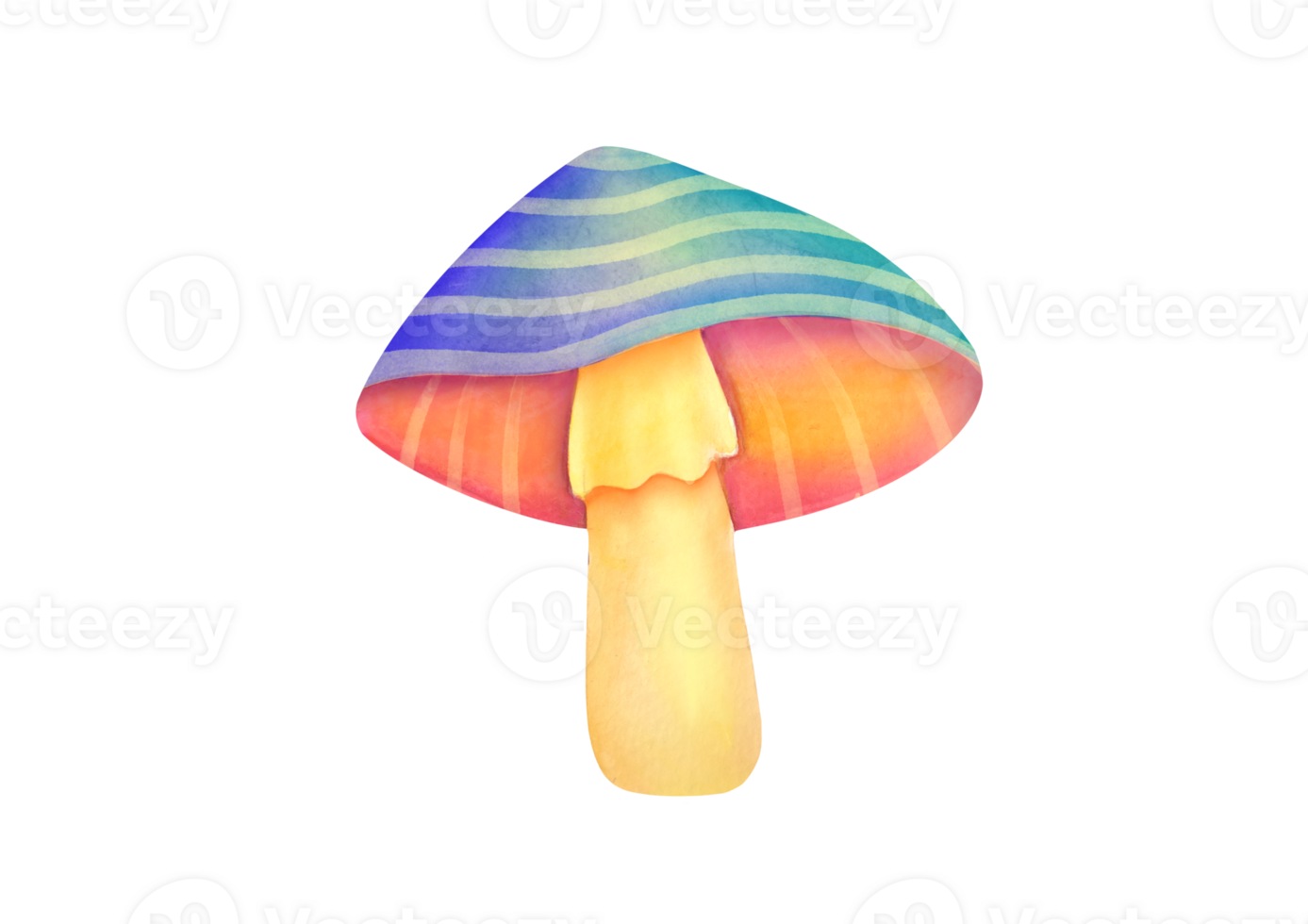 watercolor illustration fairy mushrooms on transparent background. mystic luminescent forest, psychedelic neon colors. Vibrant groovy, funky fungus. psychogenic poisonous mushroom dangerous to health png