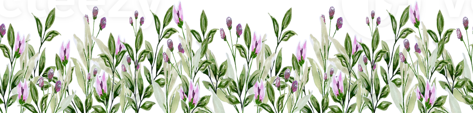 Watercolor Floral Border. Flower Bush Clipart png