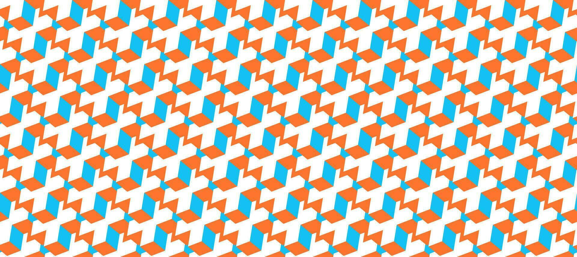 Colorful seamless background with geometric shapes in isometry. Vector pattern with simple shapes.
