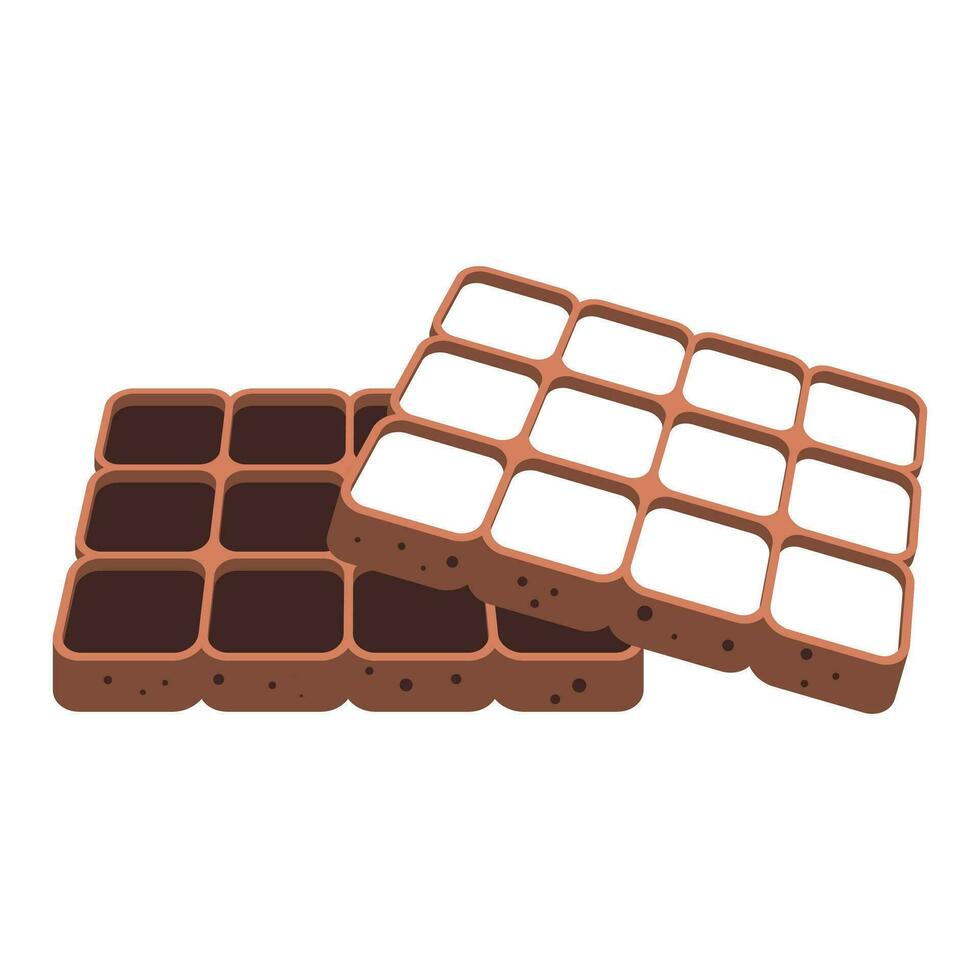 Wafer cookies in flat style. Vector illustration of sweets in isometry. Chocolate cookies filled with chocolate and cream. Isolated illustration.
