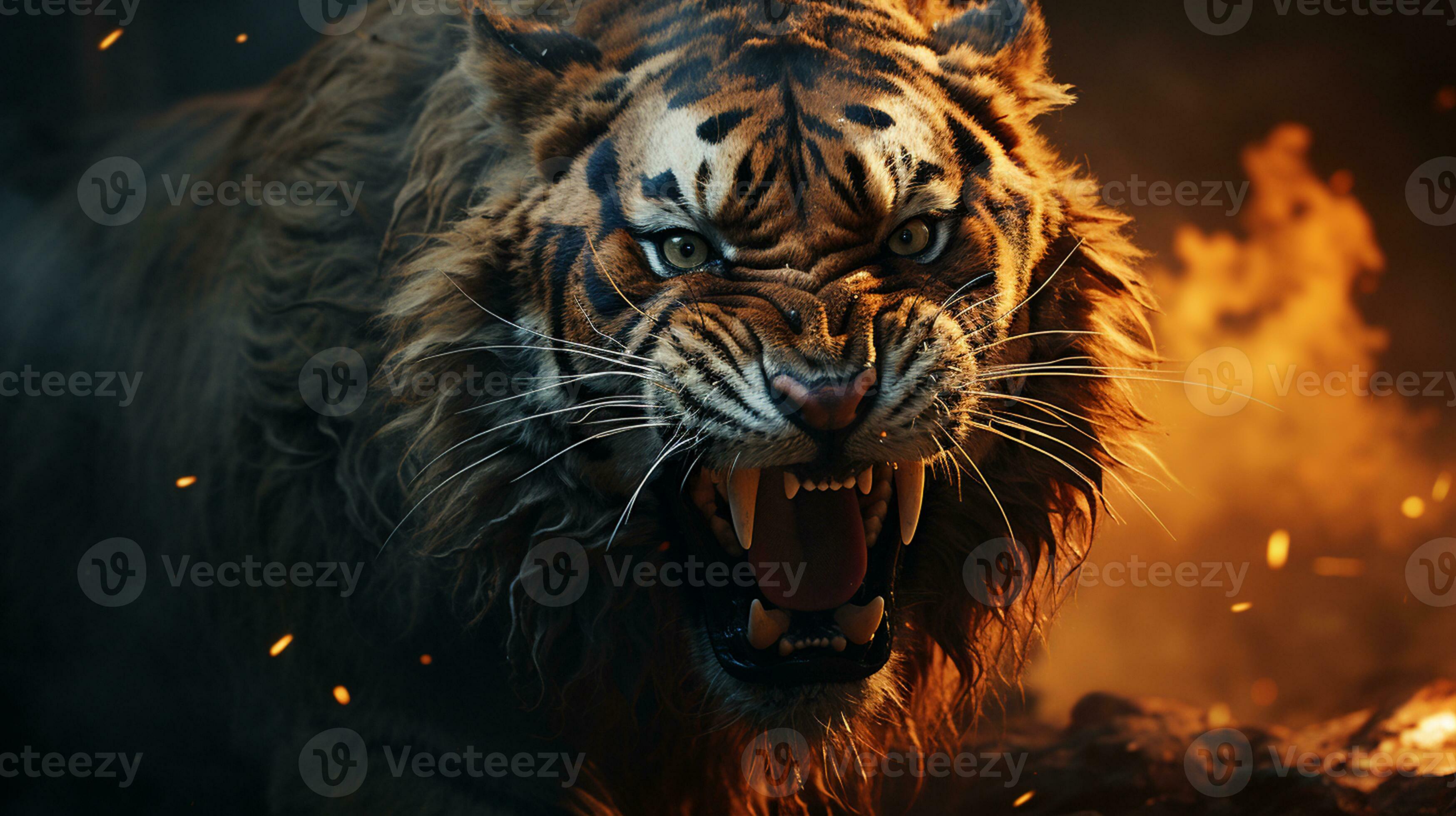 AI generated tiger roaring photo wallpaper 34966105 Stock Photo at Vecteezy