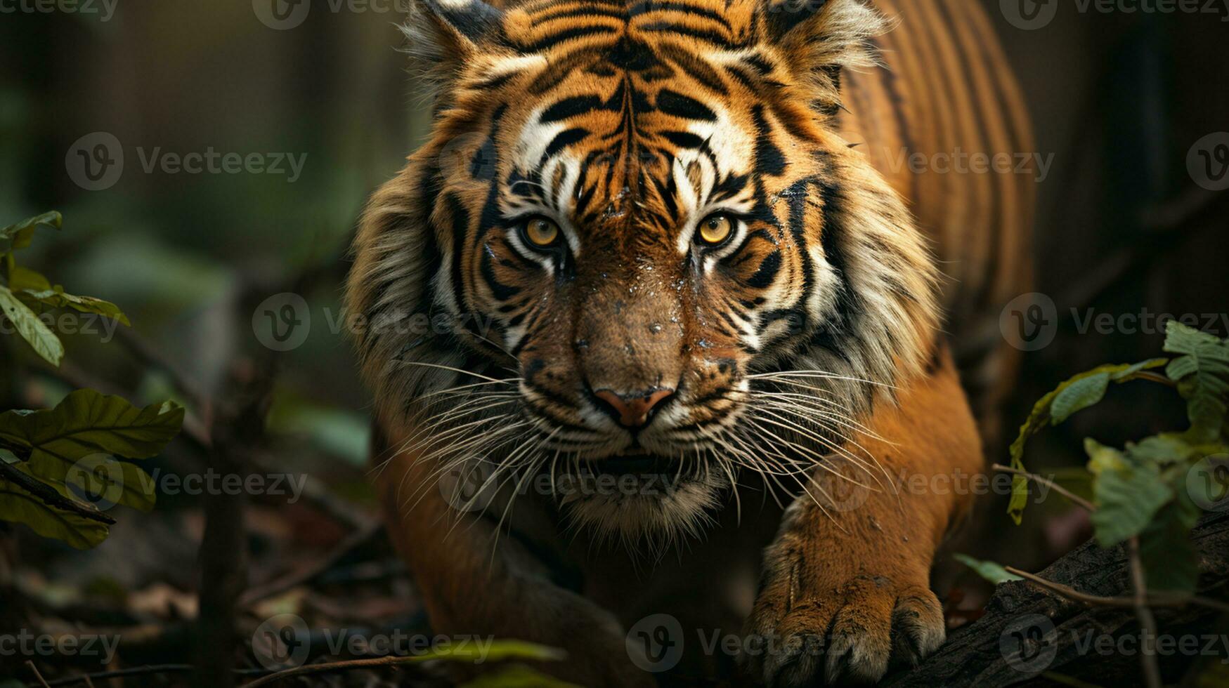 AI generated tiger roaring photo wallpaper