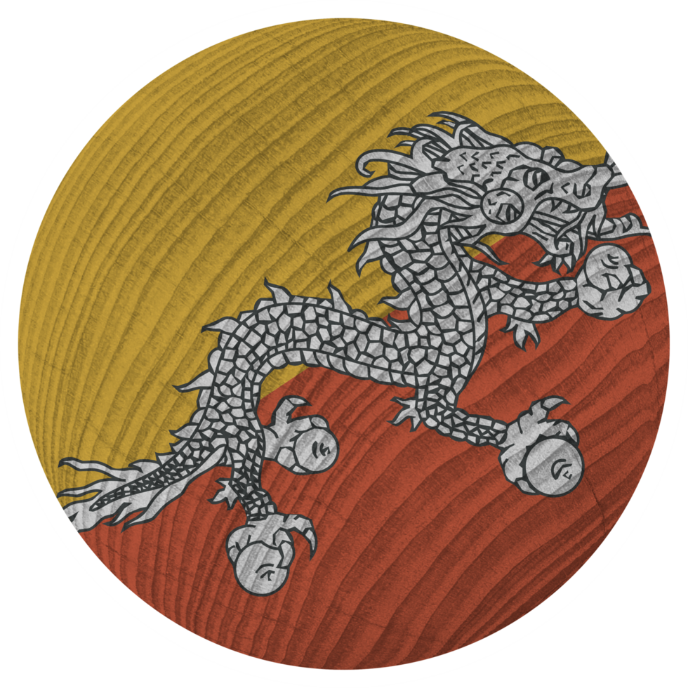 Bhutan National Flag in Circle Shape png