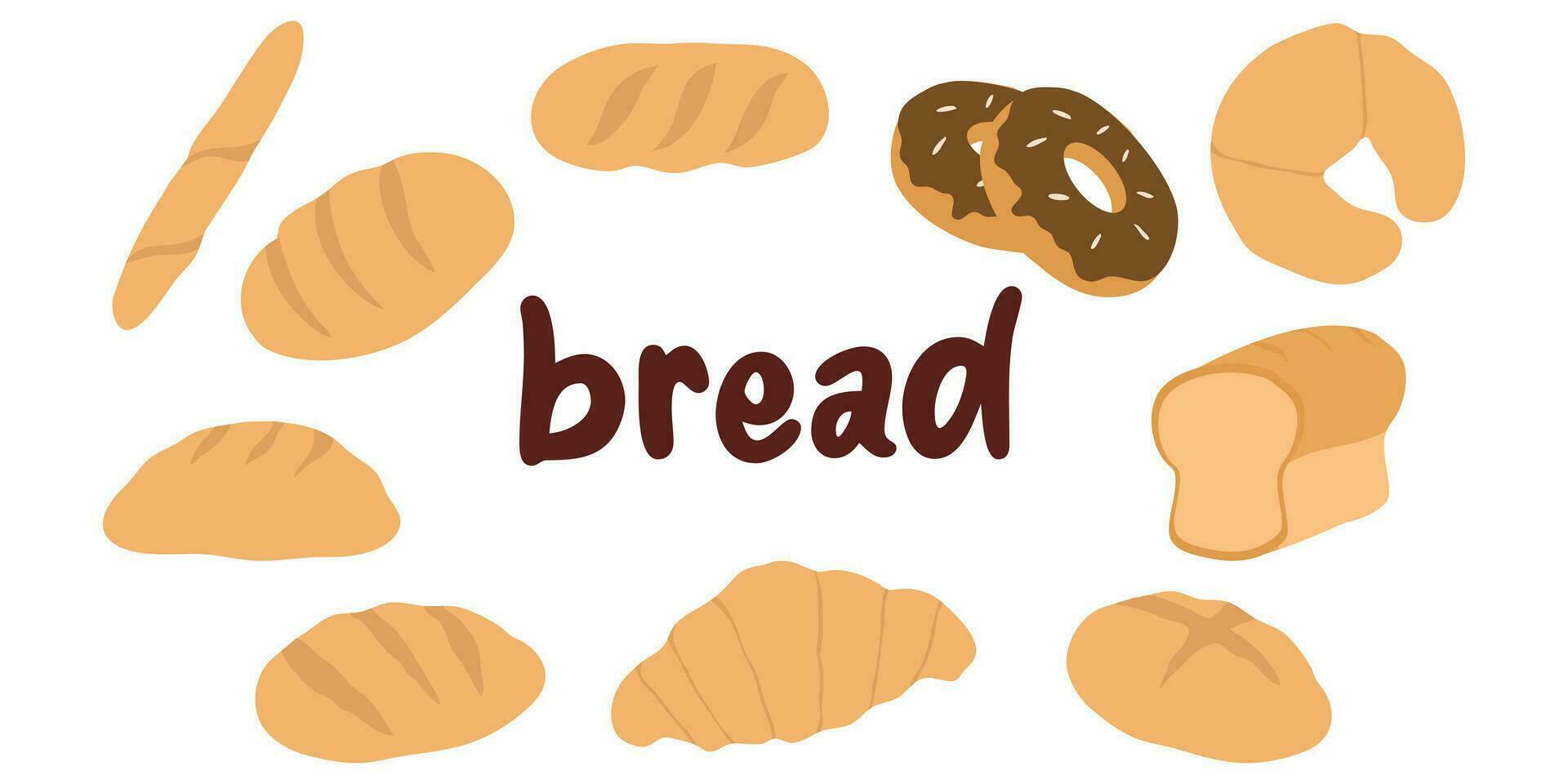 set of bread vector illustration