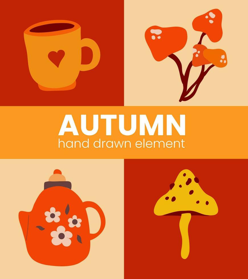 Autumn hand drawn element vector