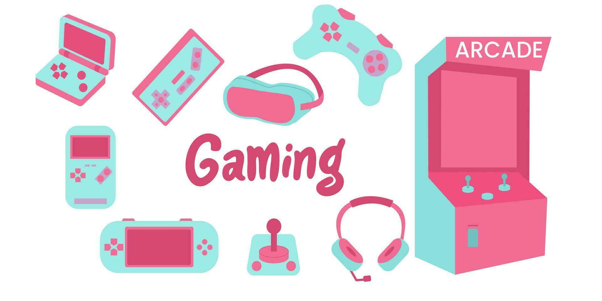 set of gaming elements vector illustration