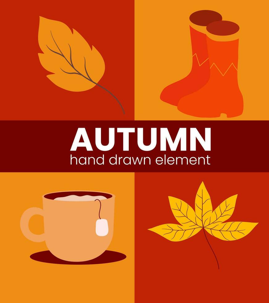 Autumn hand drawn element vector