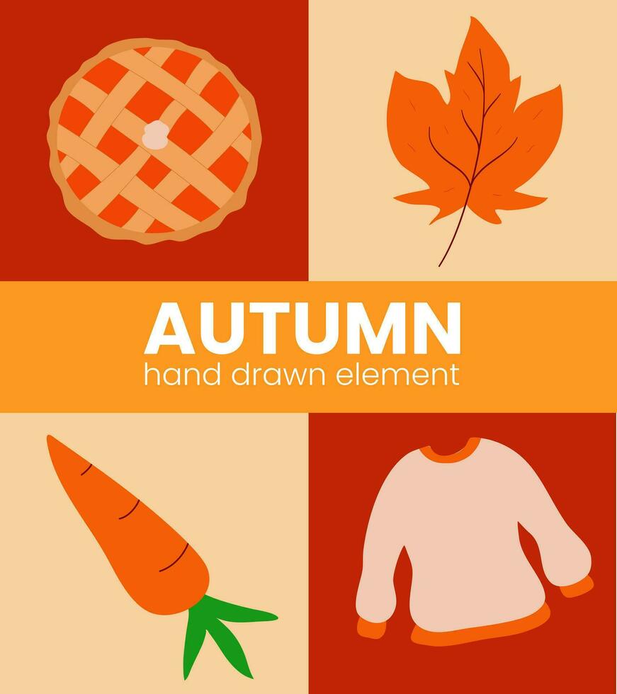 Autumn hand drawn element vector