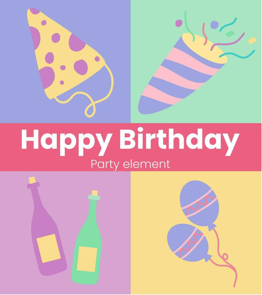 happy birthday element vector illustration