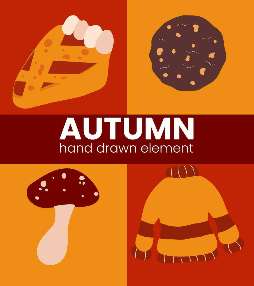 Autumn hand drawn element vector