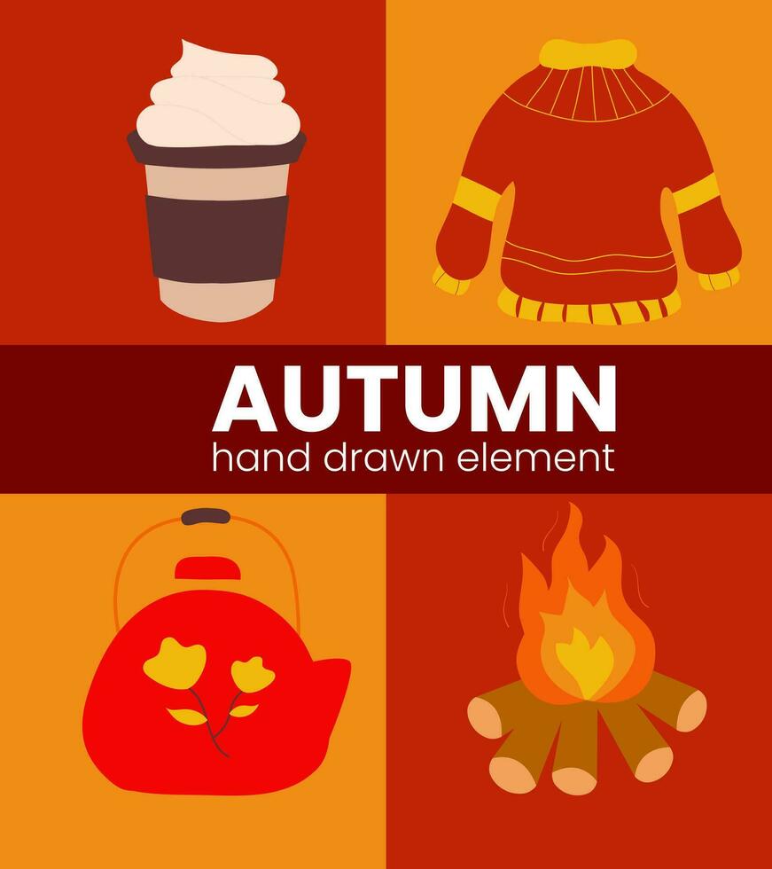 Autumn hand drawn element vector