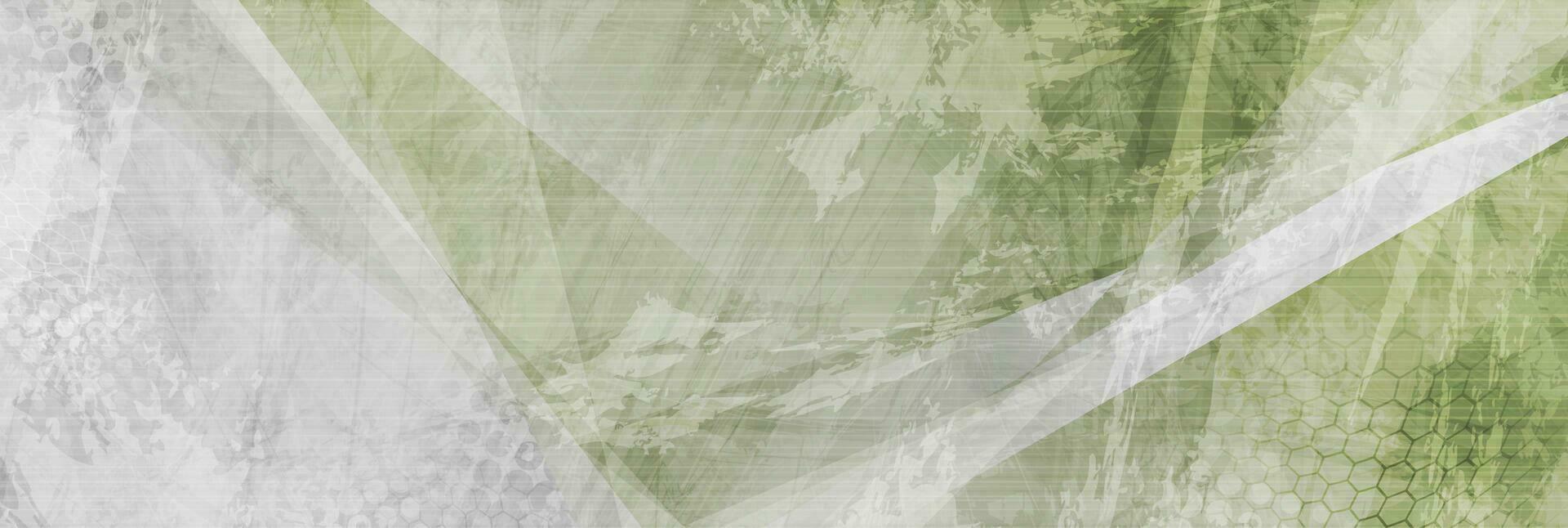 Green and grey grunge stripes abstract banner design vector