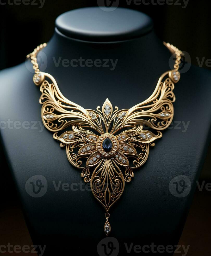 AI generated luxury gold silver and diamond jewelry - AI Generated photo